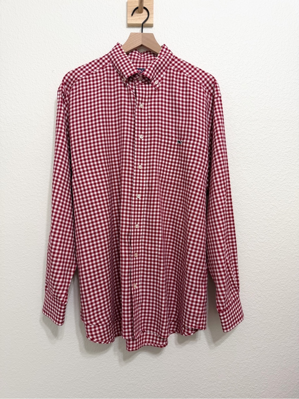 Vineyard Vines Classic Fit Tucker Shirt Mens 100% Cotton Red Checkered Large